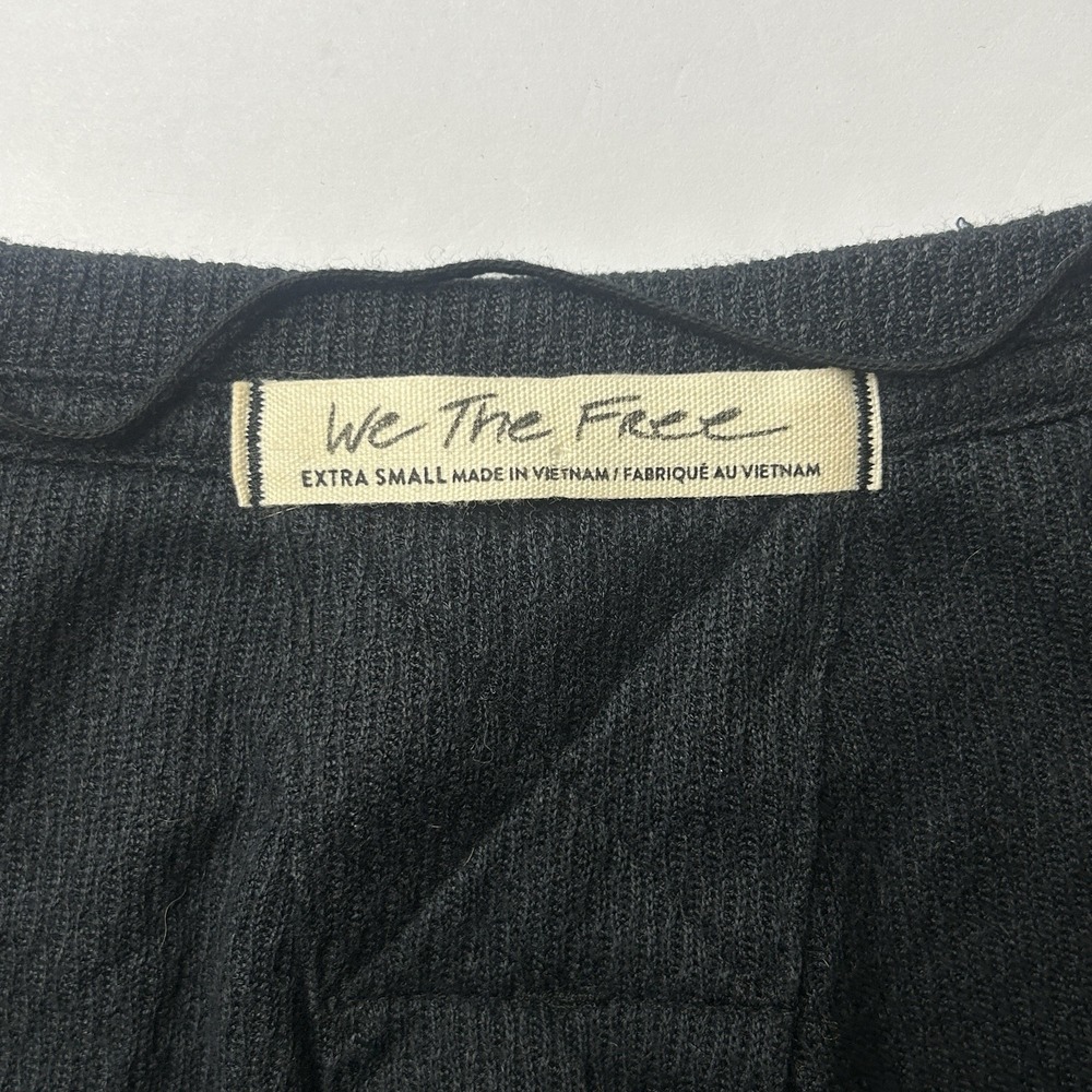 We The Free OG Thermal Pullover Long Sleeve Shirt Women's Size XS Black FP